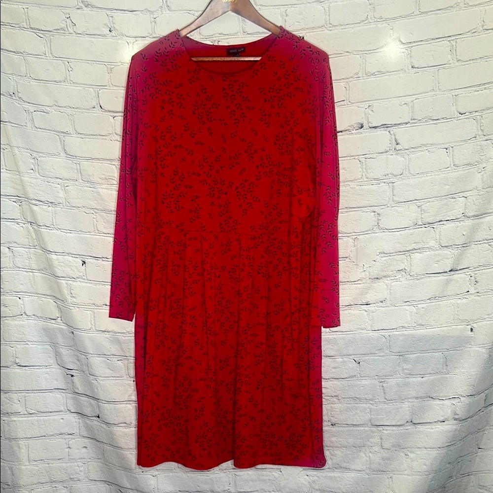 J. Jill Long Sleeve Red & Black Dress Size 2X Excellent Condition